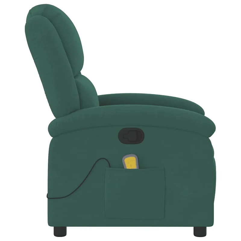 Fauteuil de relaxation TV fonction massage inclinable 6 points de massage en velours vert foncé DEC027130