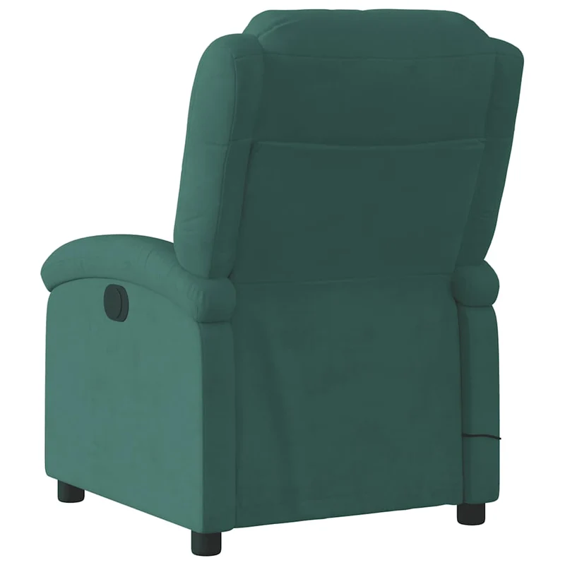 Fauteuil de relaxation TV fonction massage inclinable 6 points de massage en velours vert foncé DEC027130
