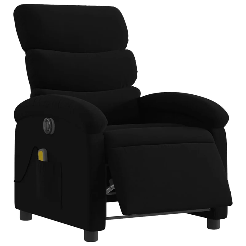 Fauteuil de relaxation TV fonction massage inclinable électrique 6 points de massage en tissu noir DEC027233