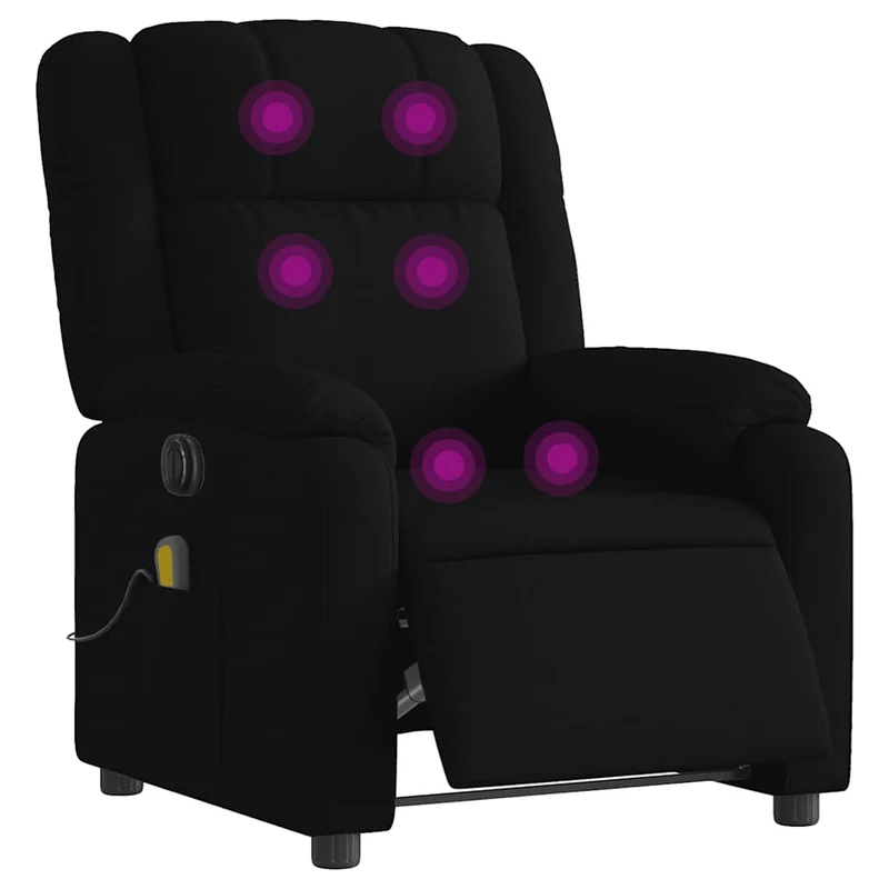 Fauteuil de relaxation TV fonction massage inclinable électrique 6 points de massage en tissu noir DEC027224