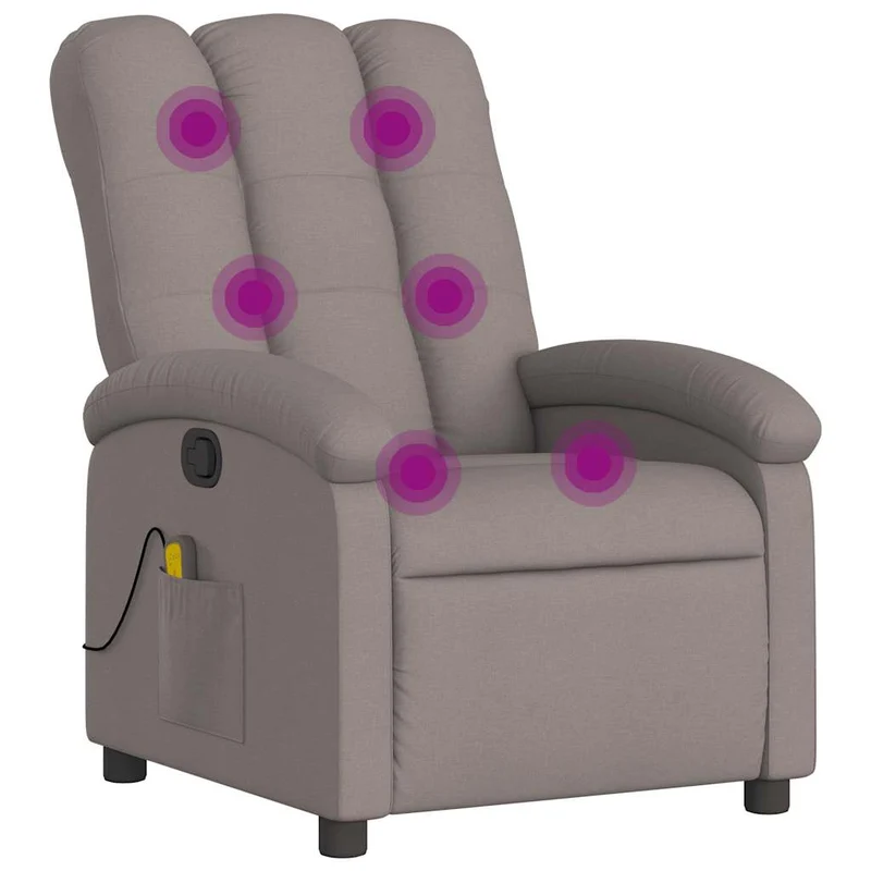 Fauteuil de relaxation TV fonction massage inclinable 6 points de massage en tissu taupe DEC027110