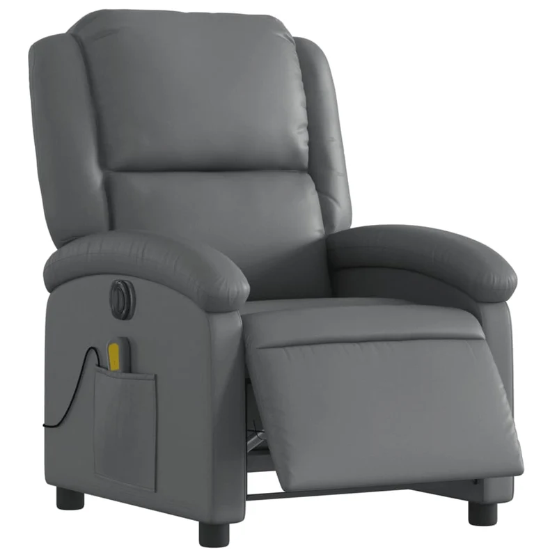 Fauteuil de relaxation TV fonction massage inclinable électrique 6 points de massage en PVC gris DEC027178