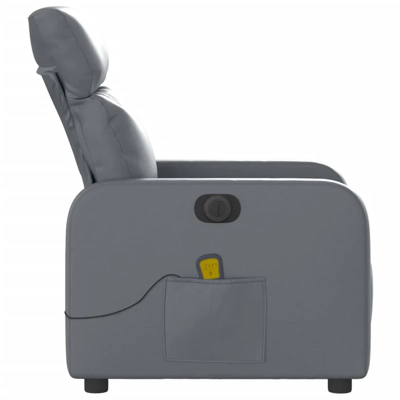 Fauteuil de relaxation TV fonction massage inclinable électrique 6 points de massage en PVC gris DEC027174