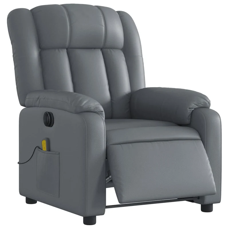 Fauteuil de relaxation TV fonction massage inclinable électrique 6 points de massage en PVC gris DEC027172