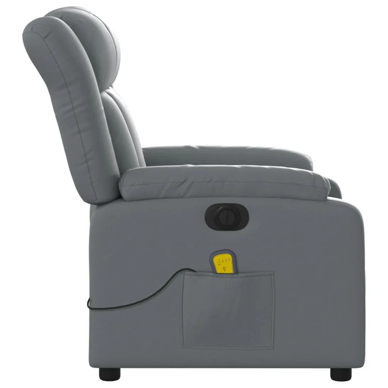 Fauteuil de relaxation TV fonction massage inclinable électrique 6 points de massage en PVC gris DEC027172