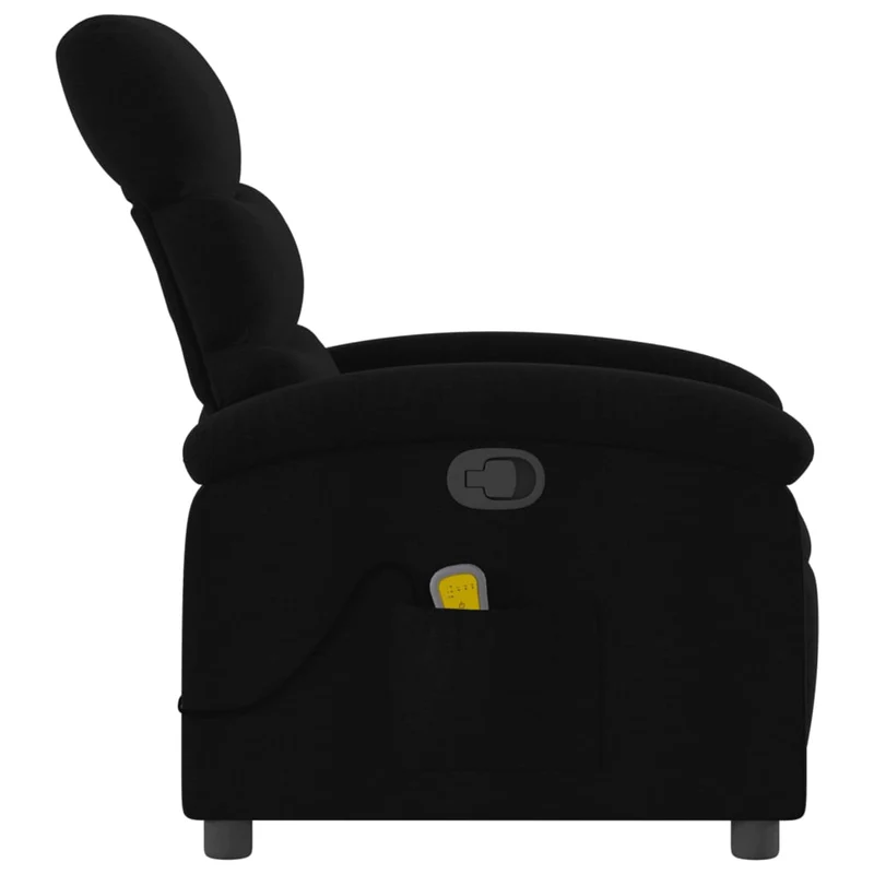 Fauteuil de relaxation TV fonction massage inclinable 6 points de massage en tissu noir DEC027066