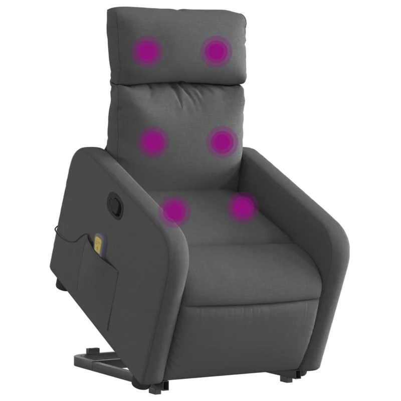 Fauteuil de relaxation TV fonction massage inclinable levage électrique en tissu gris foncé DEC026964