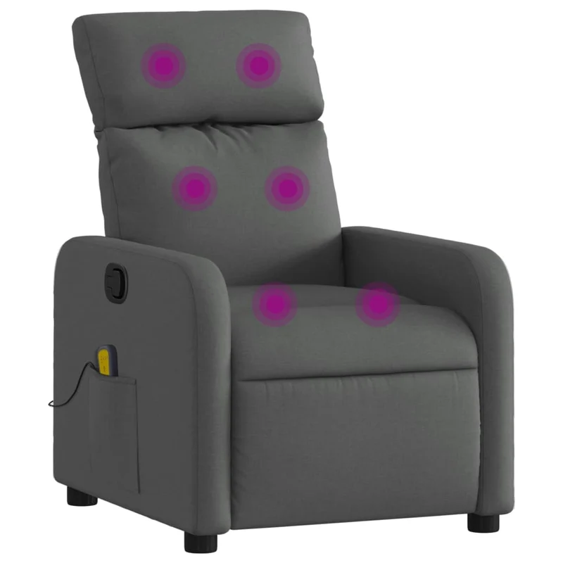 Fauteuil de relaxation TV fonction massage inclinable 6 points de massage en tissu gris foncé DEC026954