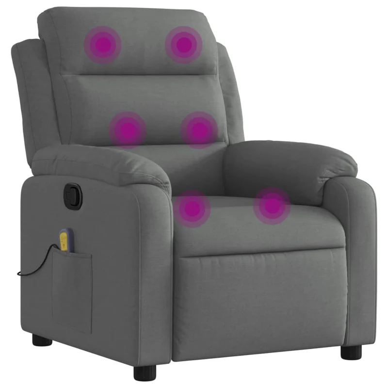 Fauteuil de relaxation TV fonction massage inclinable 6 points de massage en tissu gris foncé DEC026957