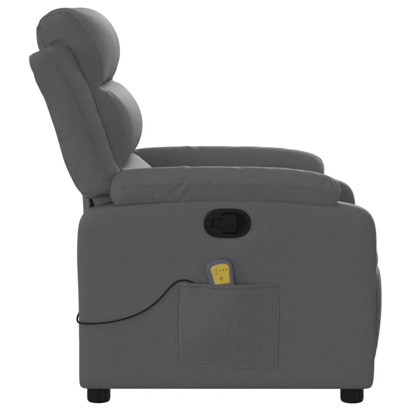 Fauteuil de relaxation TV fonction massage inclinable 6 points de massage en tissu gris foncé DEC026957