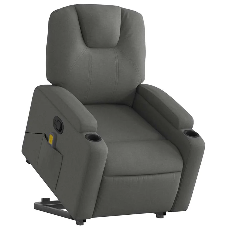 Fauteuil de relaxation TV fonction massage inclinable levage électrique en tissu gris foncé DEC026947