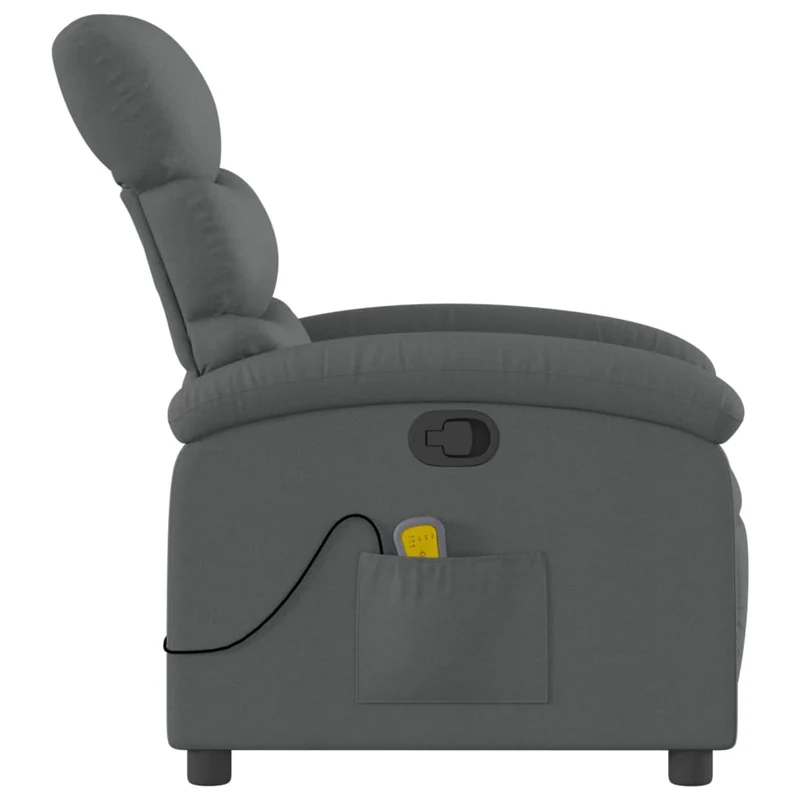 Fauteuil de relaxation TV fonction massage inclinable 6 points de massage en tissu gris foncé DEC026949