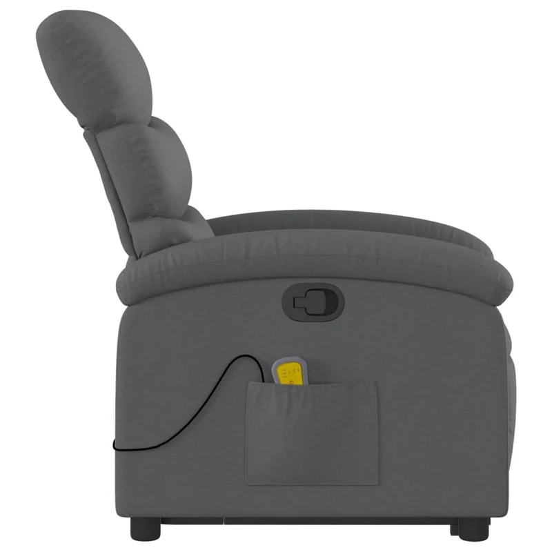 Fauteuil de relaxation TV fonction massage inclinable levage électrique en tissu gris foncé DEC026939