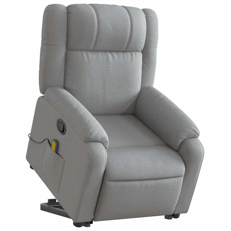 Fauteuil de relaxation TV fonction massage inclinable levage électrique en tissu gris clair DEC026909