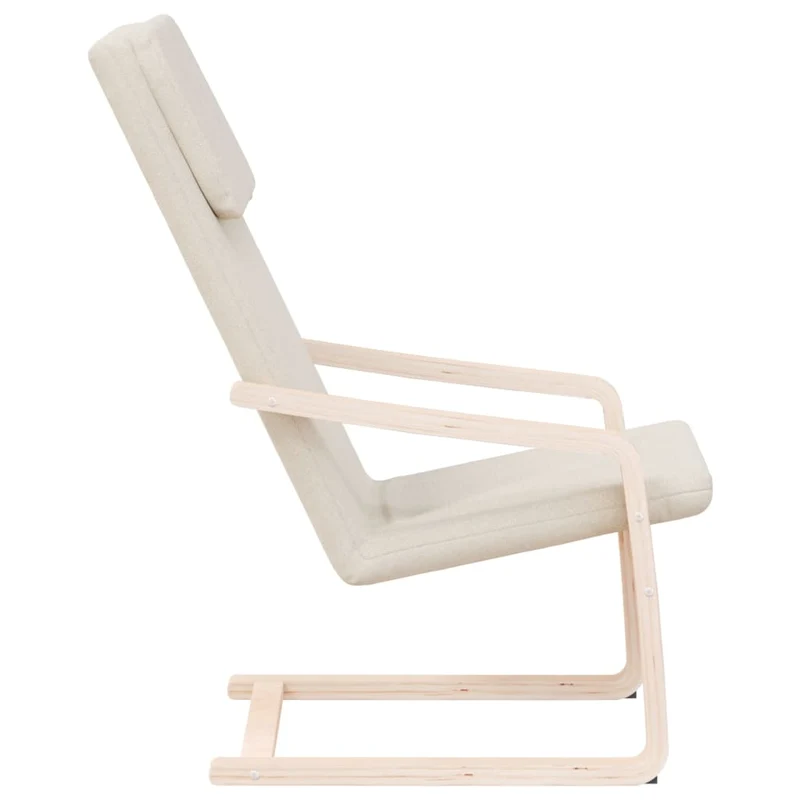 Fauteuil lounge chaise de canapé design moderne en tissu crème cadre en bois de bouleau DEC026655