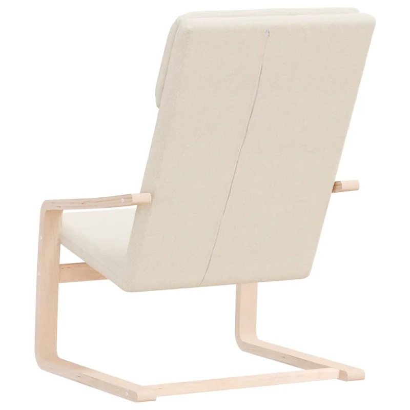 Fauteuil lounge chaise de canapé design moderne en tissu crème cadre en bois de bouleau DEC026655