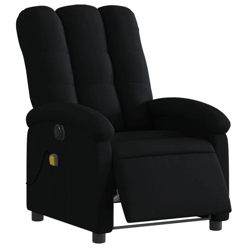 Fauteuil de relaxation TV fonction massage inclinable électrique 6 points de massage en tissu noir DEC027230