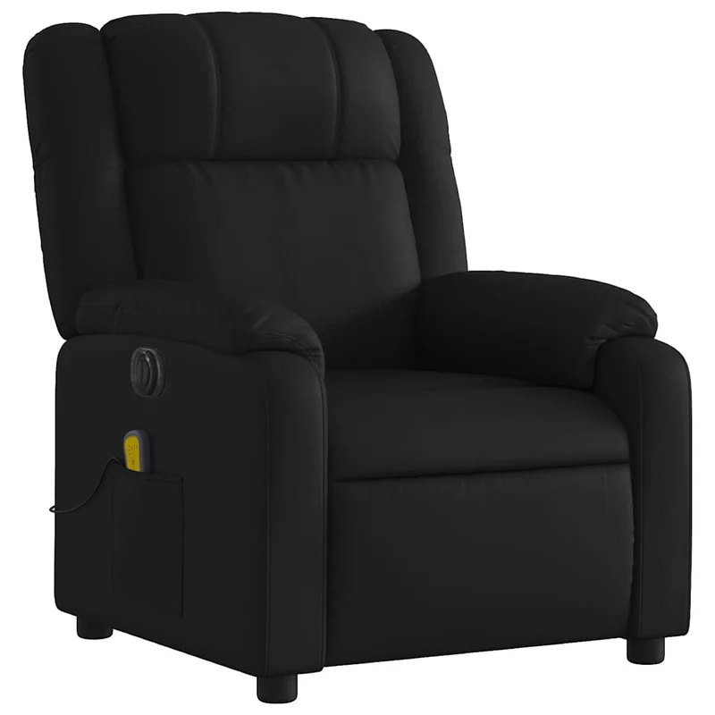 Fauteuil de relaxation TV fonction massage inclinable électrique 6 points de massage en PVC noir DEC027219