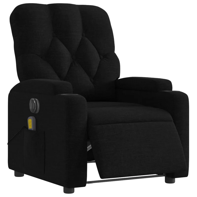 Fauteuil de relaxation TV fonction massage inclinable électrique massage par vibrations par 6 points en tissu noir DEC027221