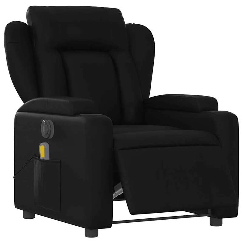 Fauteuil de relaxation TV fonction massage inclinable électrique 6 points de massage en PVC noir DEC027214