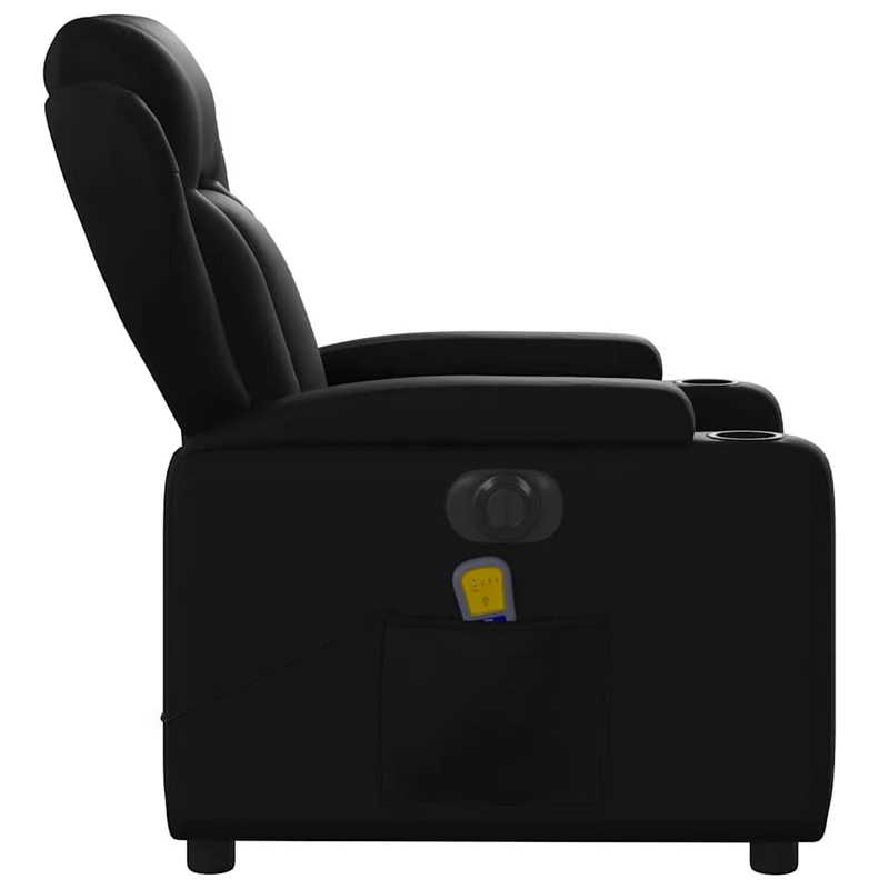 Fauteuil de relaxation TV fonction massage inclinable électrique 6 points de massage en PVC noir DEC027214