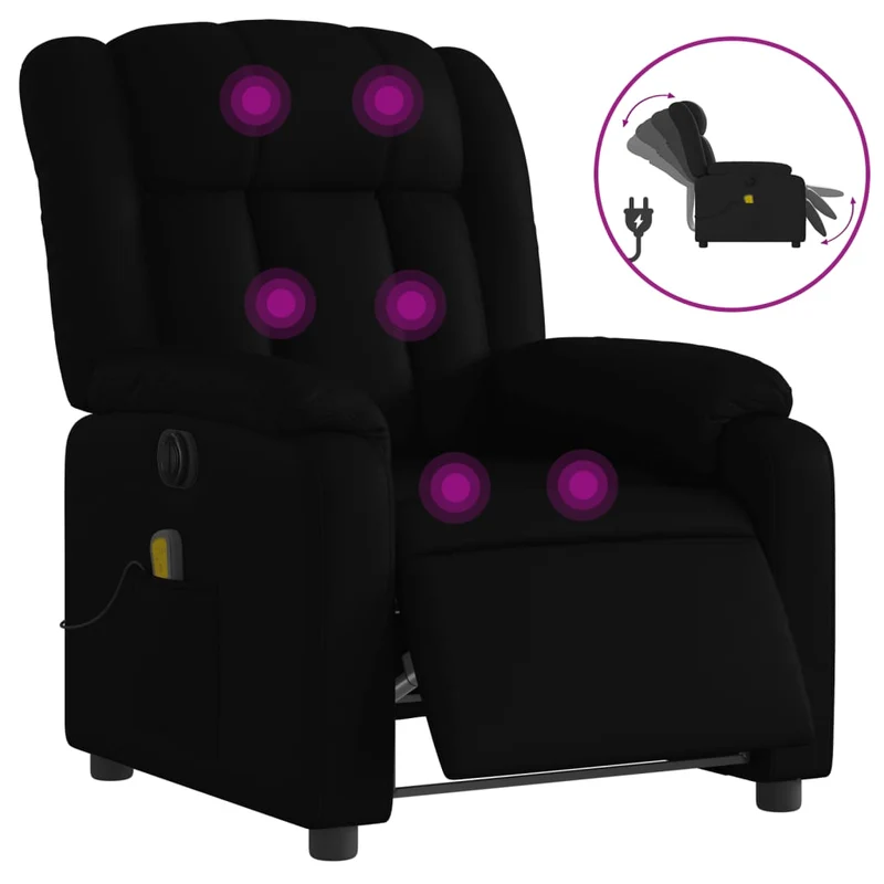 Fauteuil de relaxation TV fonction massage inclinable électrique 6 points de massage en PVC noir DEC027212