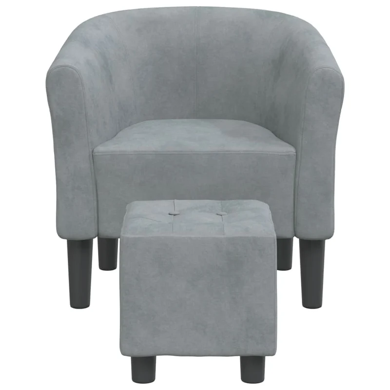 Fauteuil lounge assise confortable design moderne avec repose-pied en velours gris foncé DEC026423