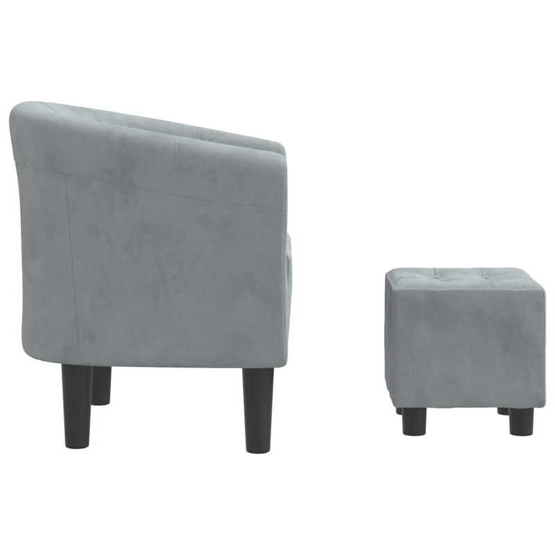 Fauteuil lounge assise confortable design moderne avec repose-pied en velours gris foncé DEC026423