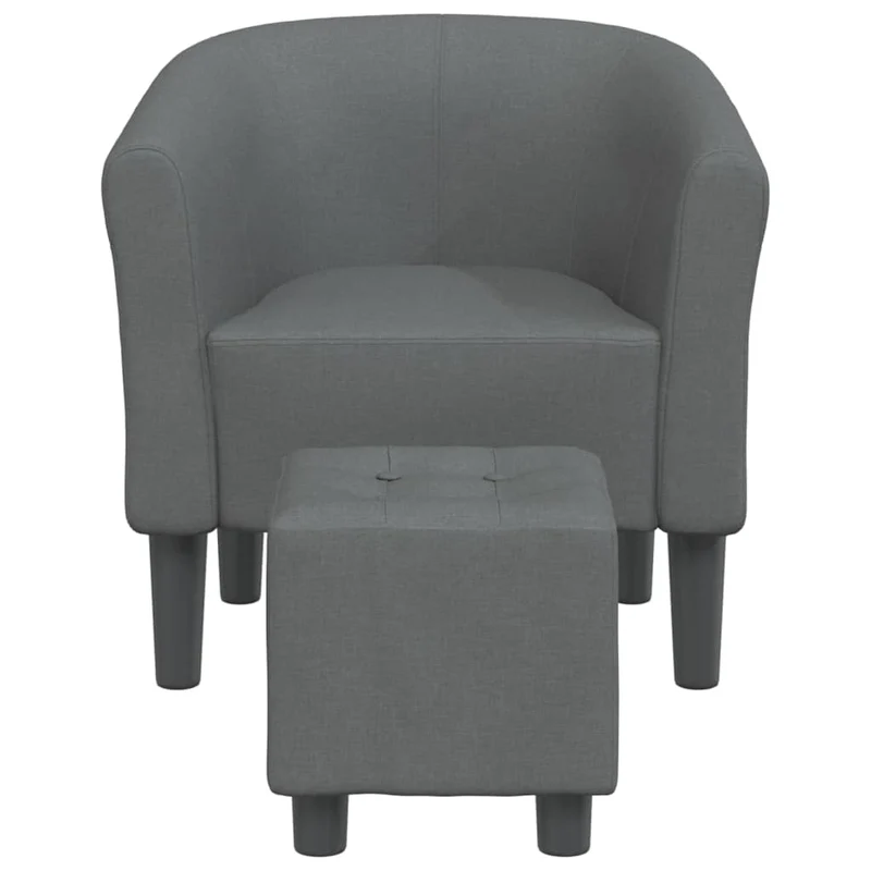 Fauteuil lounge assise confortable design moderne avec repose-pied en tissu gris foncé DEC026422