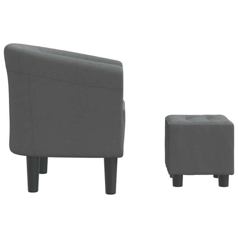 Fauteuil lounge assise confortable design moderne avec repose-pied en tissu gris foncé DEC026422