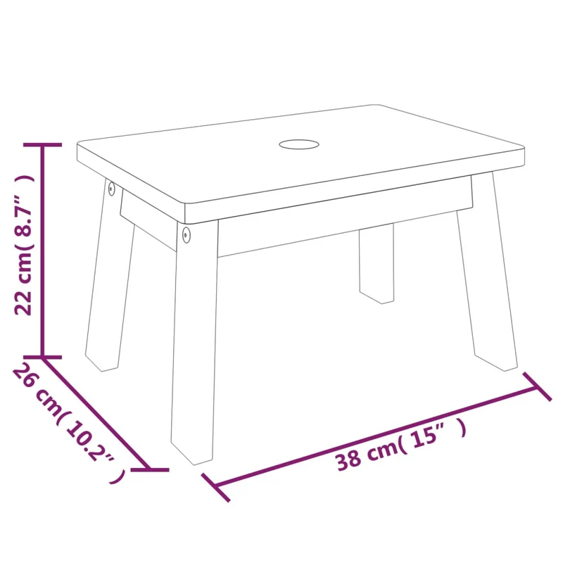 Tabouret assise escabeau support plantes 38 x 26 x 22 cm en bois d'acacia brun DEC026380