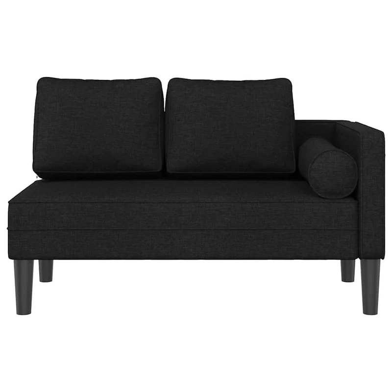 Méridienne chaise longue canapé pour intérieur 116,5 x 62 x 57,5 cm avec coussins en tissu noir DEC026090