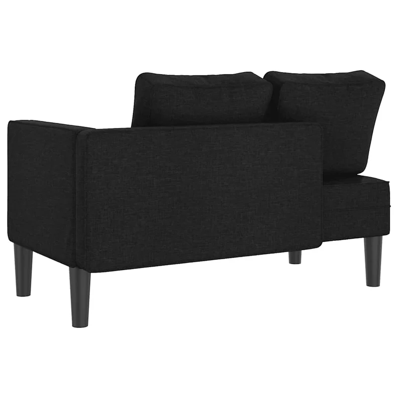 Méridienne chaise longue canapé pour intérieur 116,5 x 62 x 57,5 cm avec coussins en tissu noir DEC026090