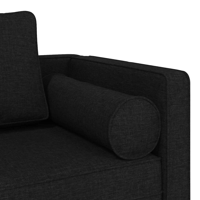 Méridienne chaise longue canapé pour intérieur 116,5 x 62 x 57,5 cm avec coussins en tissu noir DEC026090