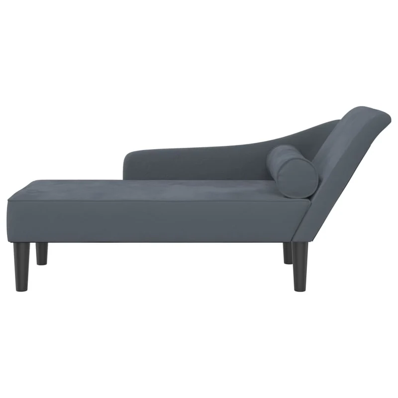 Méridienne chaise longue canapé pour intérieur avec coussins en velours gris foncé DEC026081