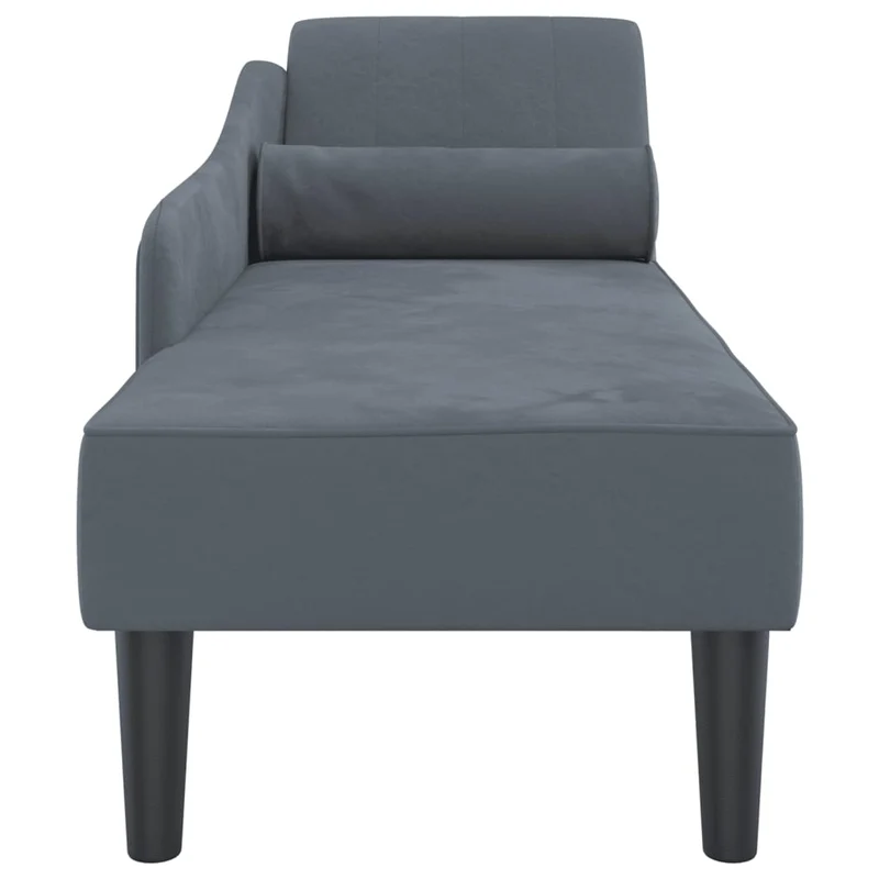 Méridienne chaise longue canapé pour intérieur avec coussins en velours gris foncé DEC026081
