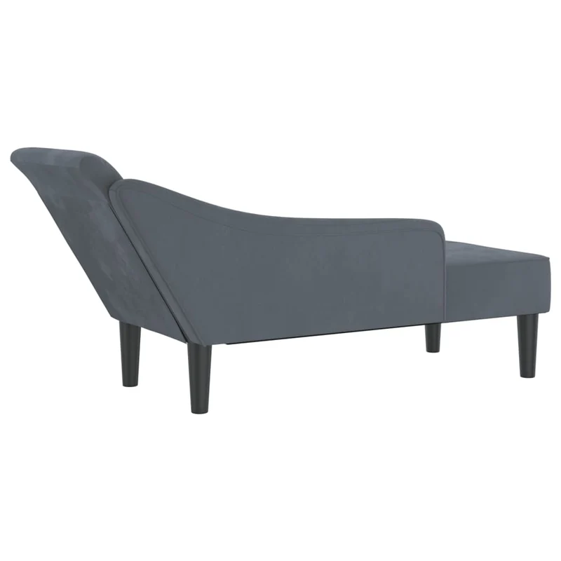 Méridienne chaise longue canapé pour intérieur avec coussins en velours gris foncé DEC026081