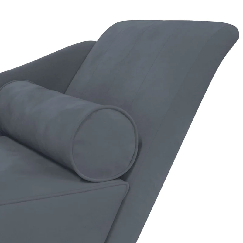 Méridienne chaise longue canapé pour intérieur avec coussins en velours gris foncé DEC026081