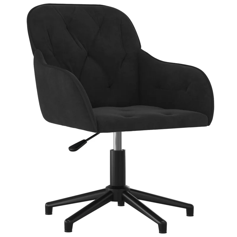 Lot de 2 chaises de salle à manger bureau siège pivotant hauteur réglable en velours noir DEC025293