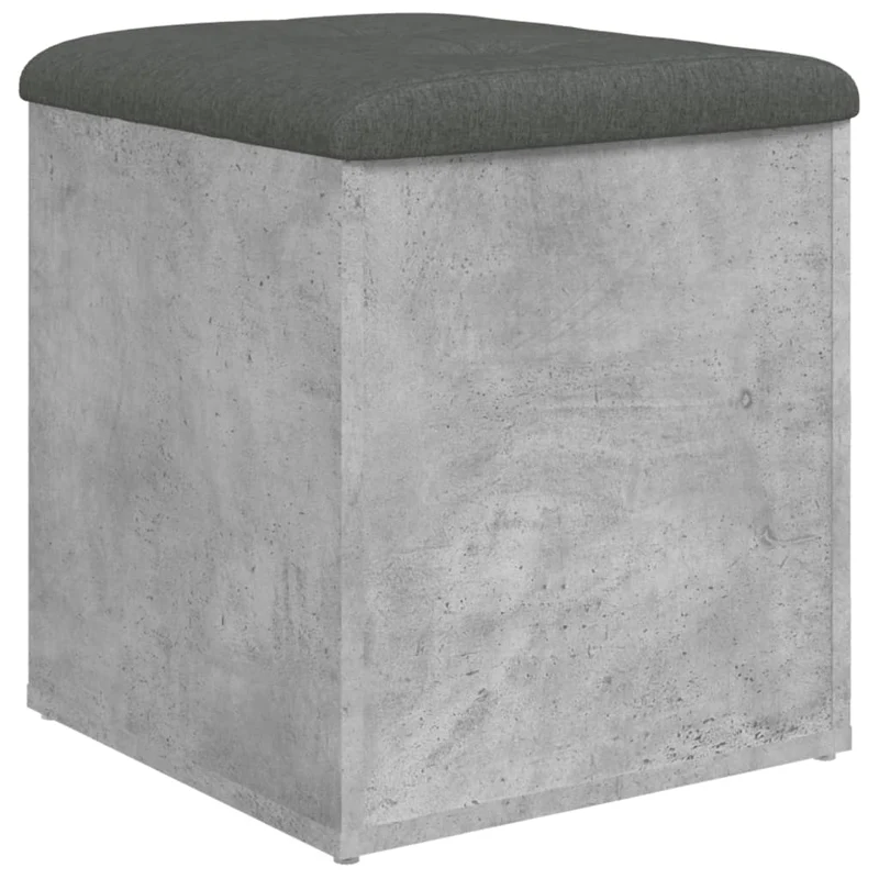 Banc tabouret de rangement couleur gris béton 42 x 42 x 45 cm bois d'ingénierie gris DEC024763