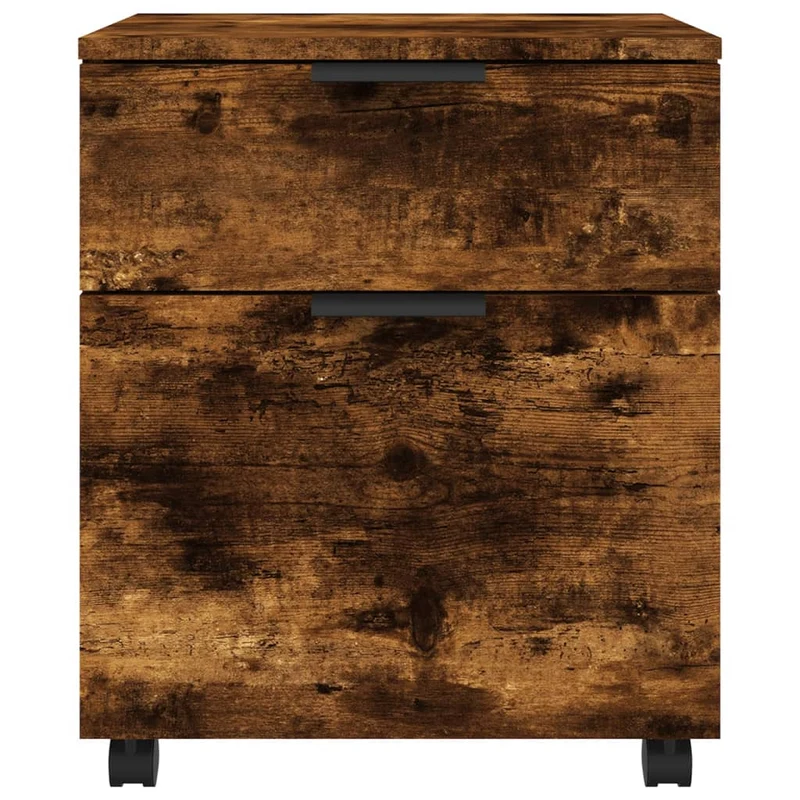 Caissons à tiroirs meuble de bureau mobile sur roulettes MDF couleur chêne fumé 45 x 38 x 54 cm DEC024561