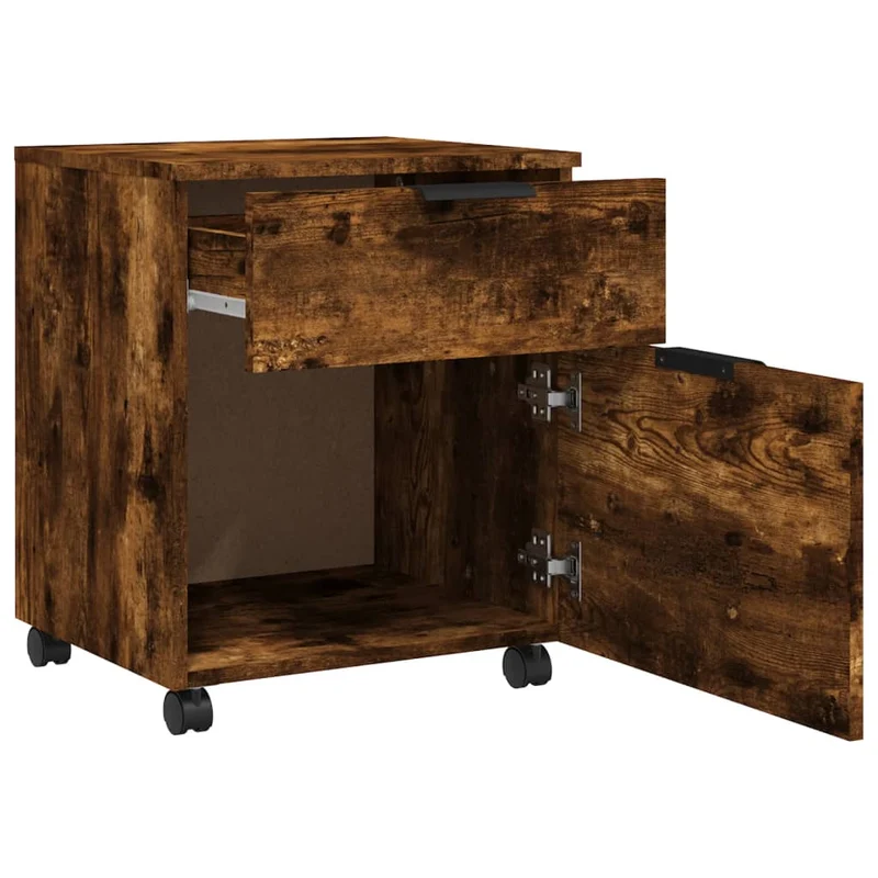 Caissons à tiroirs meuble de bureau mobile sur roulettes MDF couleur chêne fumé 45 x 38 x 54 cm DEC024561