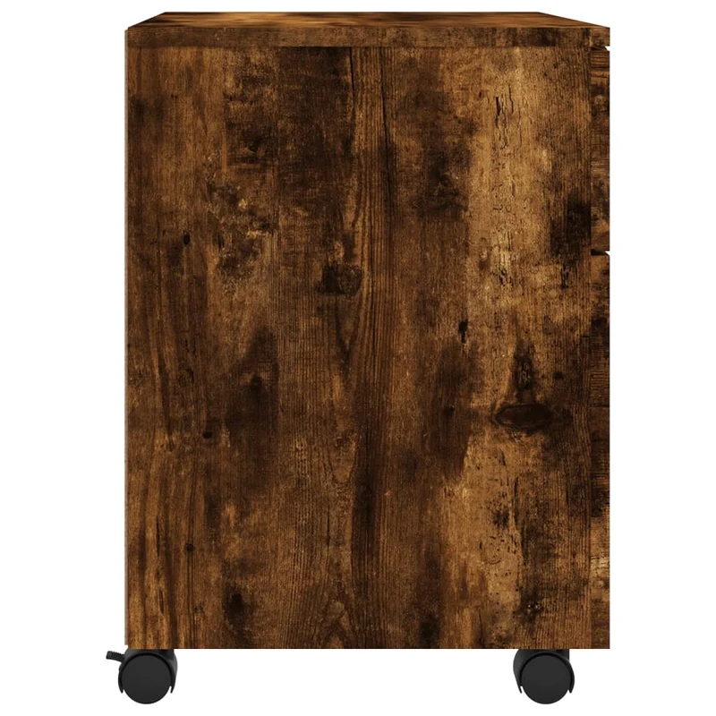 Caissons à tiroirs meuble de bureau mobile sur roulettes MDF couleur chêne fumé 45 x 38 x 54 cm DEC024561