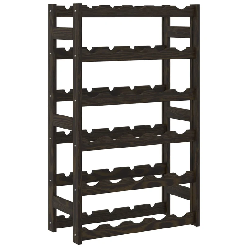 Casier range bouteilles étagère de rangement vin pour 30 bouteilles en bois pin noir DEC024315