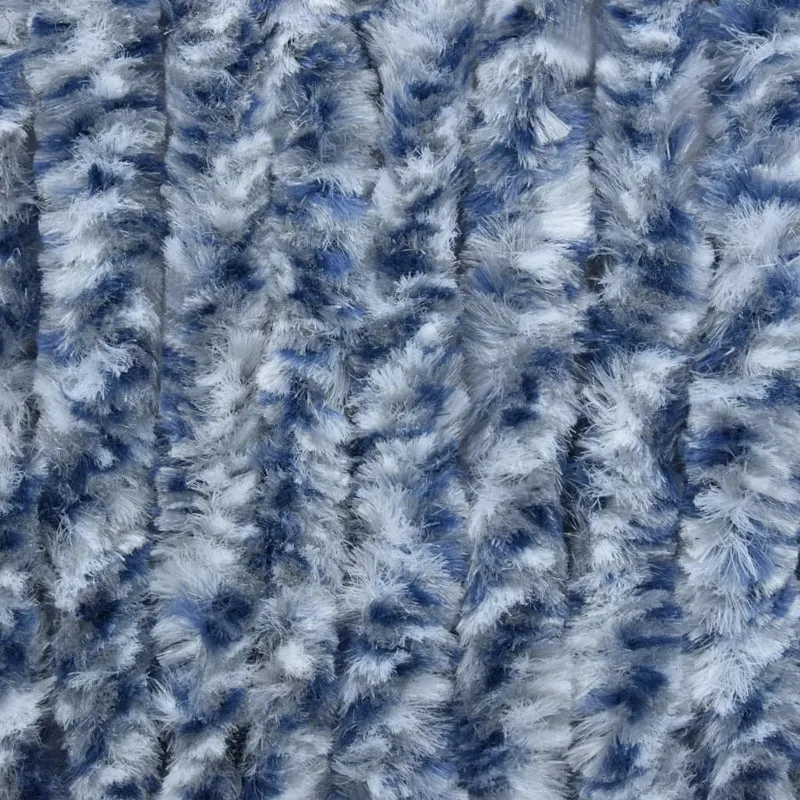Rideau contre insectes moustiquaire Bleu blanc et argenté 90x220 cm Chenille DEC022176