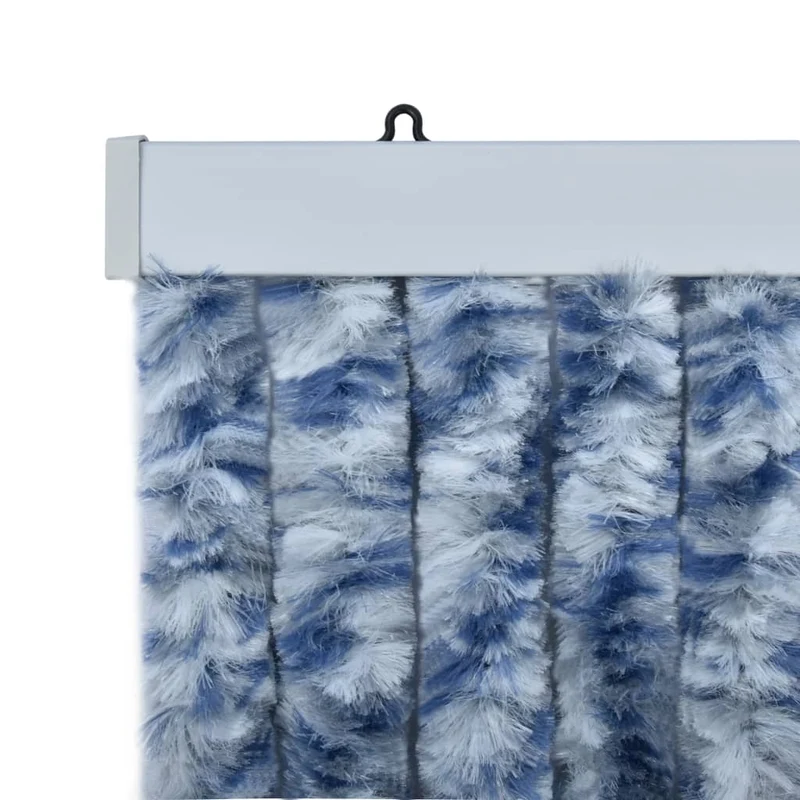Rideau contre insectes moustiquaire Bleu blanc et argenté 90x220 cm Chenille DEC022176