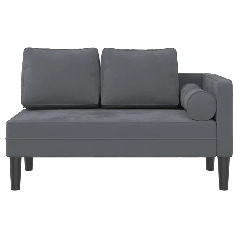 Méridienne chaise longue canapé pour intérieur avec coussins en velours gris foncé DEC026080