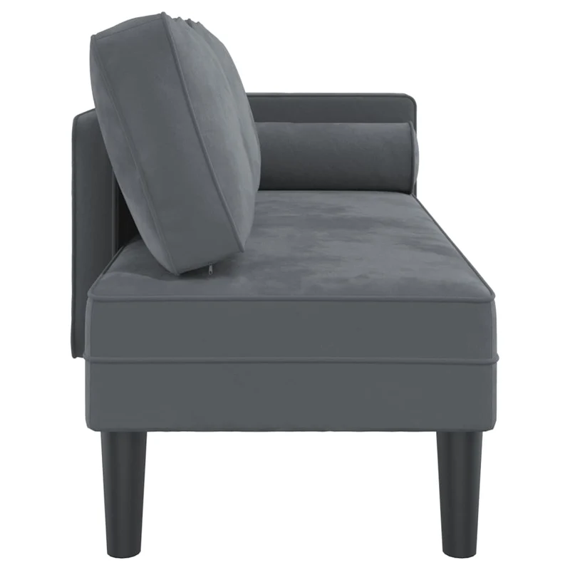Méridienne chaise longue canapé pour intérieur avec coussins en velours gris foncé DEC026080