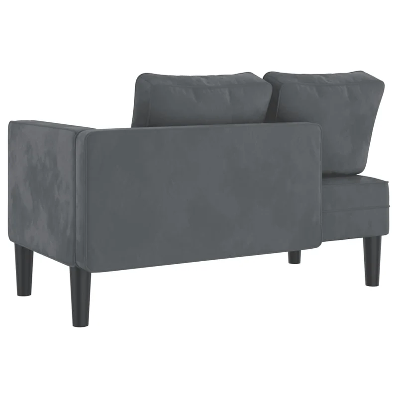 Méridienne chaise longue canapé pour intérieur avec coussins en velours gris foncé DEC026080