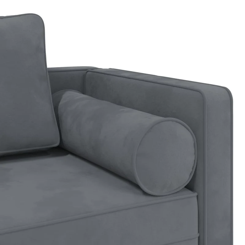 Méridienne chaise longue canapé pour intérieur avec coussins en velours gris foncé DEC026080